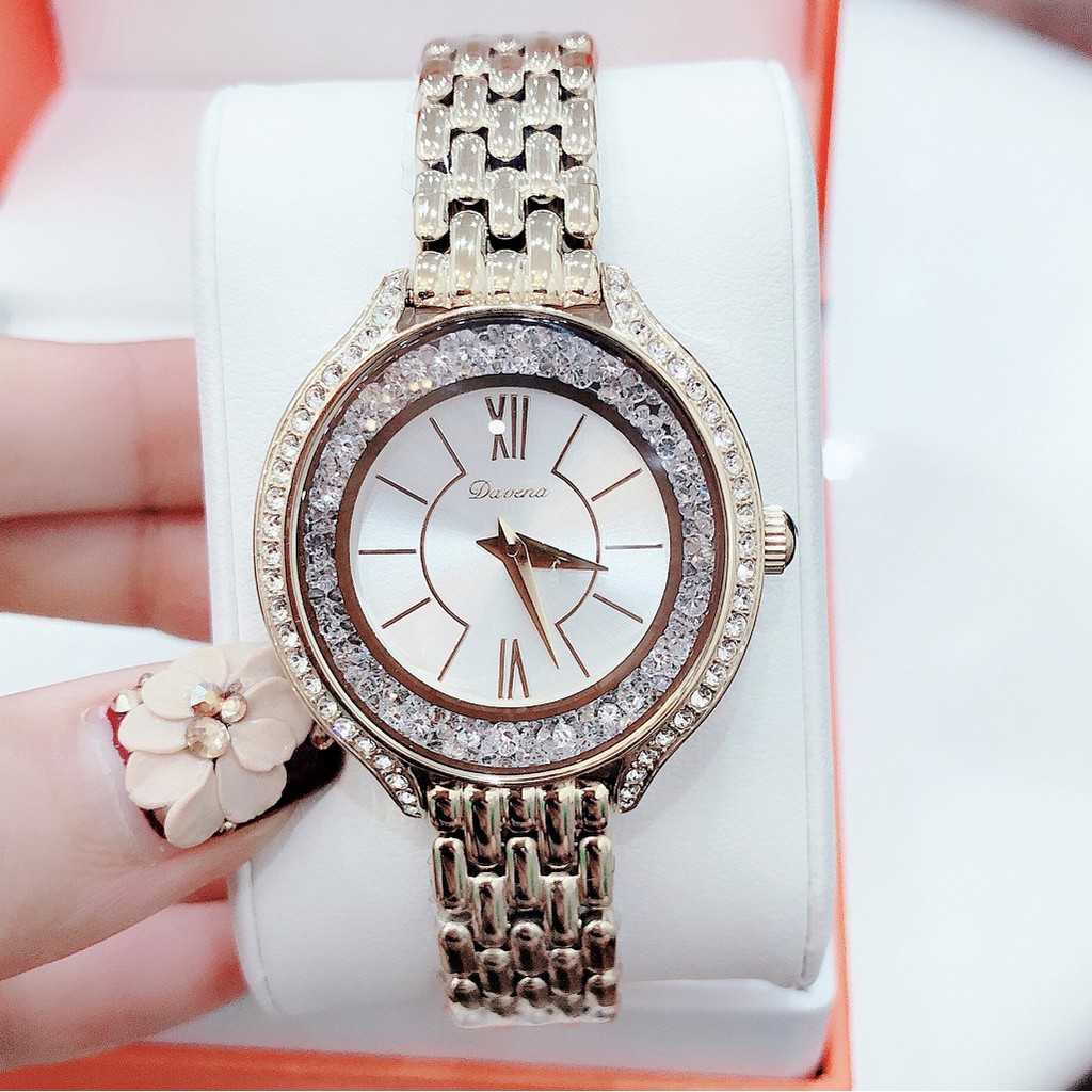 Đồng Hồ Nữ Davena 61666 Gold Mặt Đá 32mm Chính Hãng