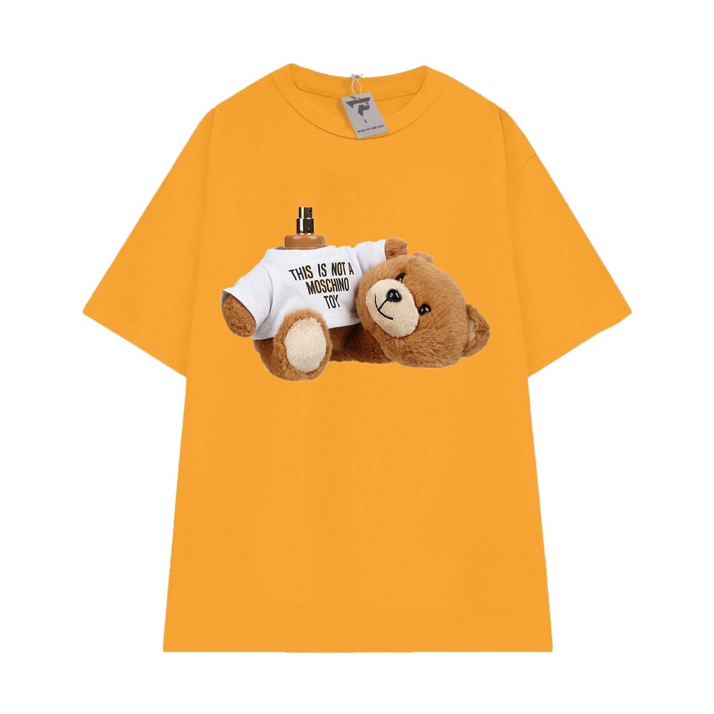 Áo thun unisex tay lỡ form rộng in gấu vải cotton mát FPLUS FP93