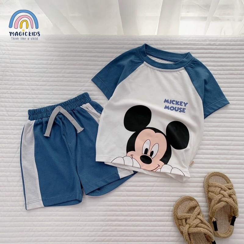 Bộ quần áo bé trai 2 3 4 5 6 7 tuổi ngắn tay cotton co giãn thấm hút mồ hôi Magickids Quần áo trẻ em mùa hè BR21045