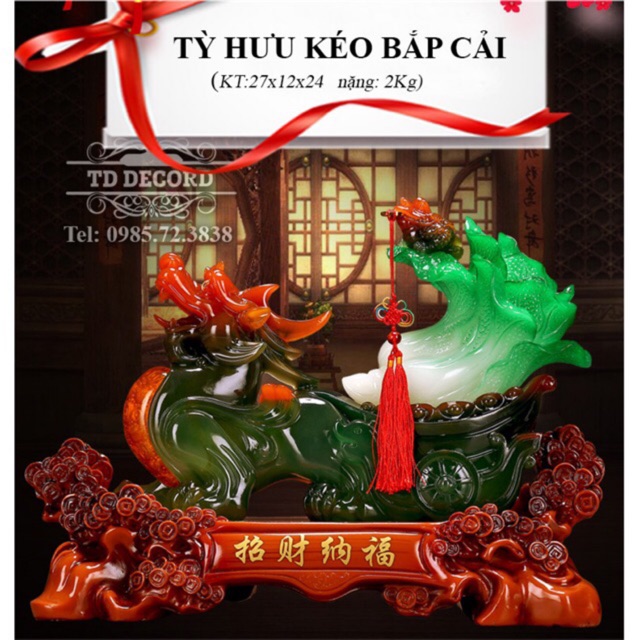 Tượng Tỳ Hưu Kéo Bắp Cải, Cóc Ngậm Tiền Phong Thuỷ Dùng Trang Trí Nội Thất