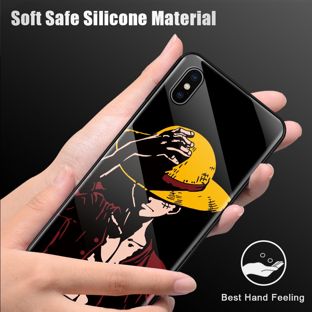 Ốp Lưng Kính Cường Lực In Hình Nhân Vật Luffy Trong One Piece Cho Samsung J7 Prime J7 Plus C8 J7310 C7 2017 J8 2018