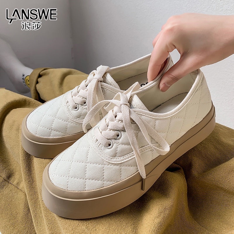 Giày taobao phong cách vintage buộc dây đế độn cá tính