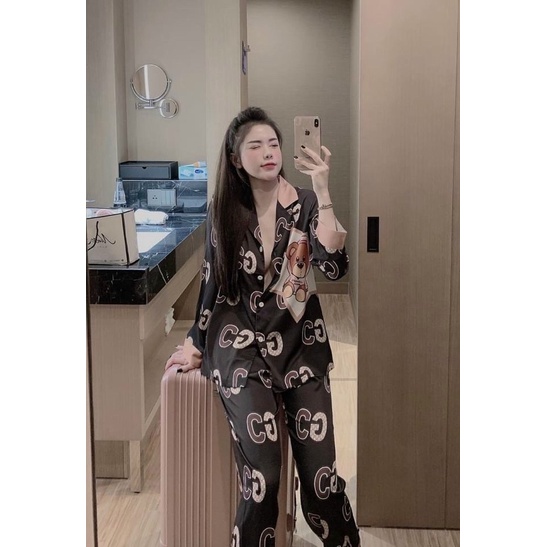 PIJAMA DÀI LEI GẤU ĐEN GU- X! LỤA QUẢNG CHÂU