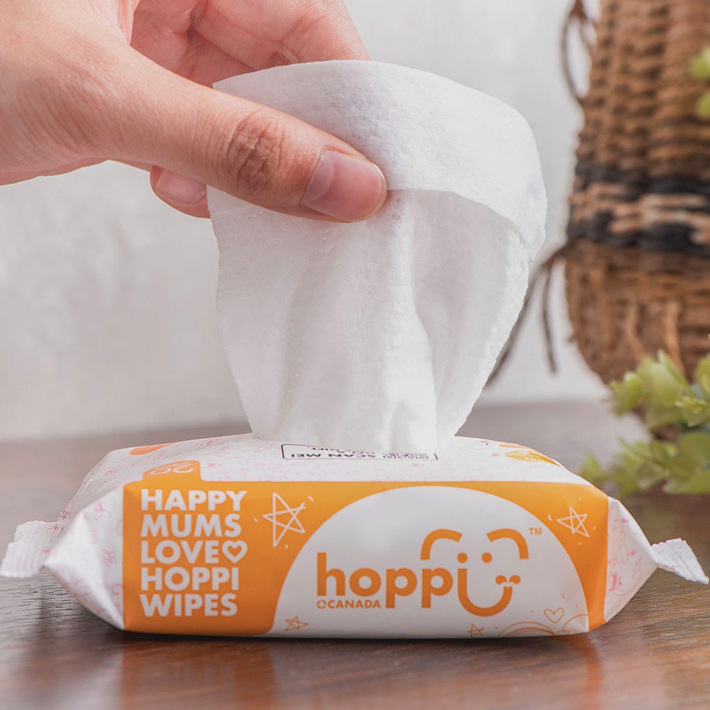 Gói 20 tờ khăn lau GuoGuang Hoppi kháng khuẩn cao cấp cho em bé