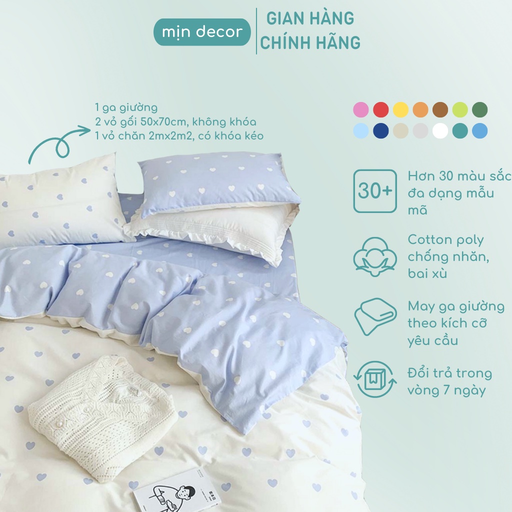 Bộ chăn ga gối cotton 3D, bộ chăn ga gối đệm cute thoáng mát mềm mại