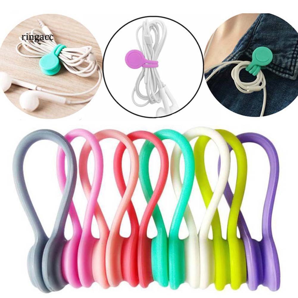 Dụng Cụ Cuốn Dây Cáp Tai Nghe Bằng Silicone Có Nam Châm Tiện Dụng