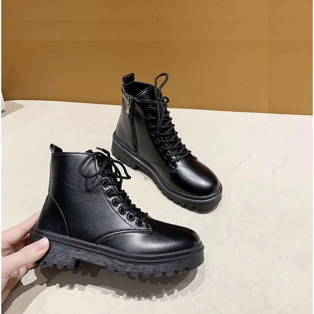 [Sẵn có ship từ HCM] Giày Martin Ankle boots phong cách Hàn Quốc Khoá kéo GT050- GOLDSNEAKER