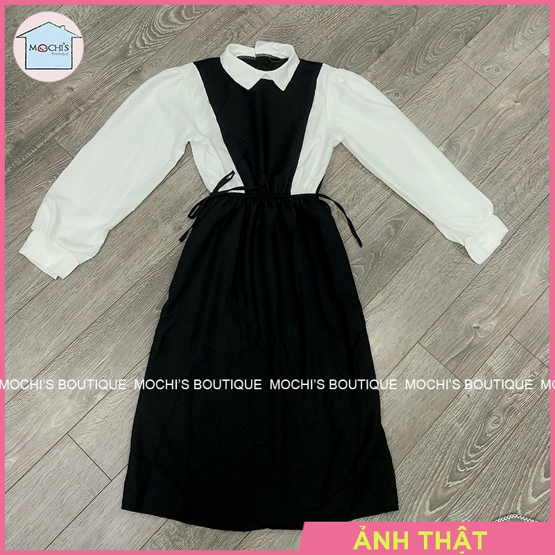 Váy đầm vintage tiểu thư dáng dài, mẫu váy đầm babydoll tay phồng cổ bẻ có dây rút eo điều chỉnh,kiểu dáng nhẹ nhàngM046 | BigBuy360 - bigbuy360.vn