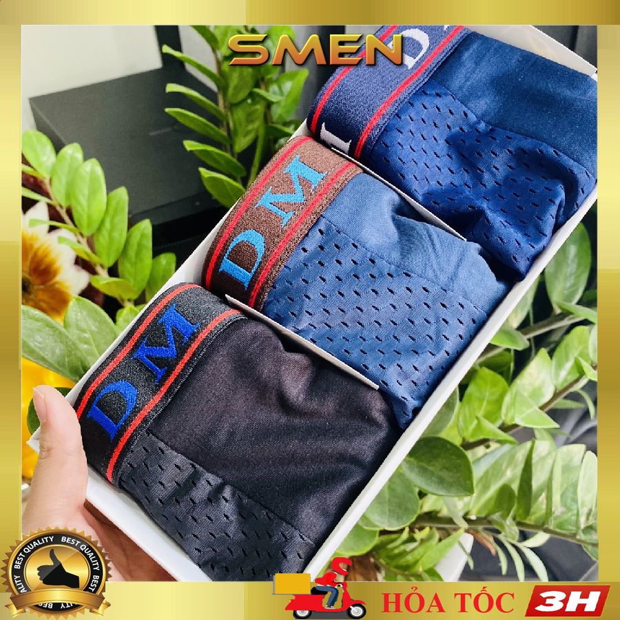 Quần Sịp Đùi Boxer Thông Hơi Cao Cấp Dành Cho Nam, Quần lót nam thông hơi thun lạnh siêu mát lạnh (Che tên) - SMEN