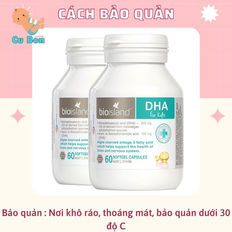 bioisland DHA for kids 60 viên của Úc Bổ sung DHA cho bé từ 1 tháng tuổi người lớn và phụ nữ có thai không mùi dễ uống