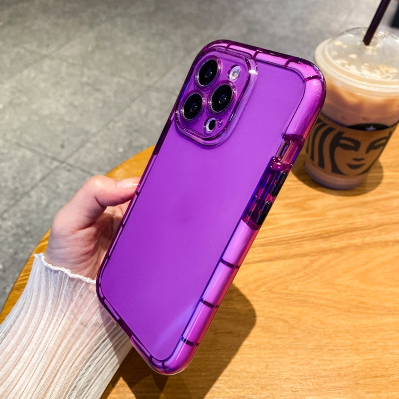 Ốp Điện Thoại Mềm Trong Suốt Dày Dặn Chống Sốc Màu Kẹo Cho iPhone 11 12 13 Pro MAX X XR XS MAX ip11