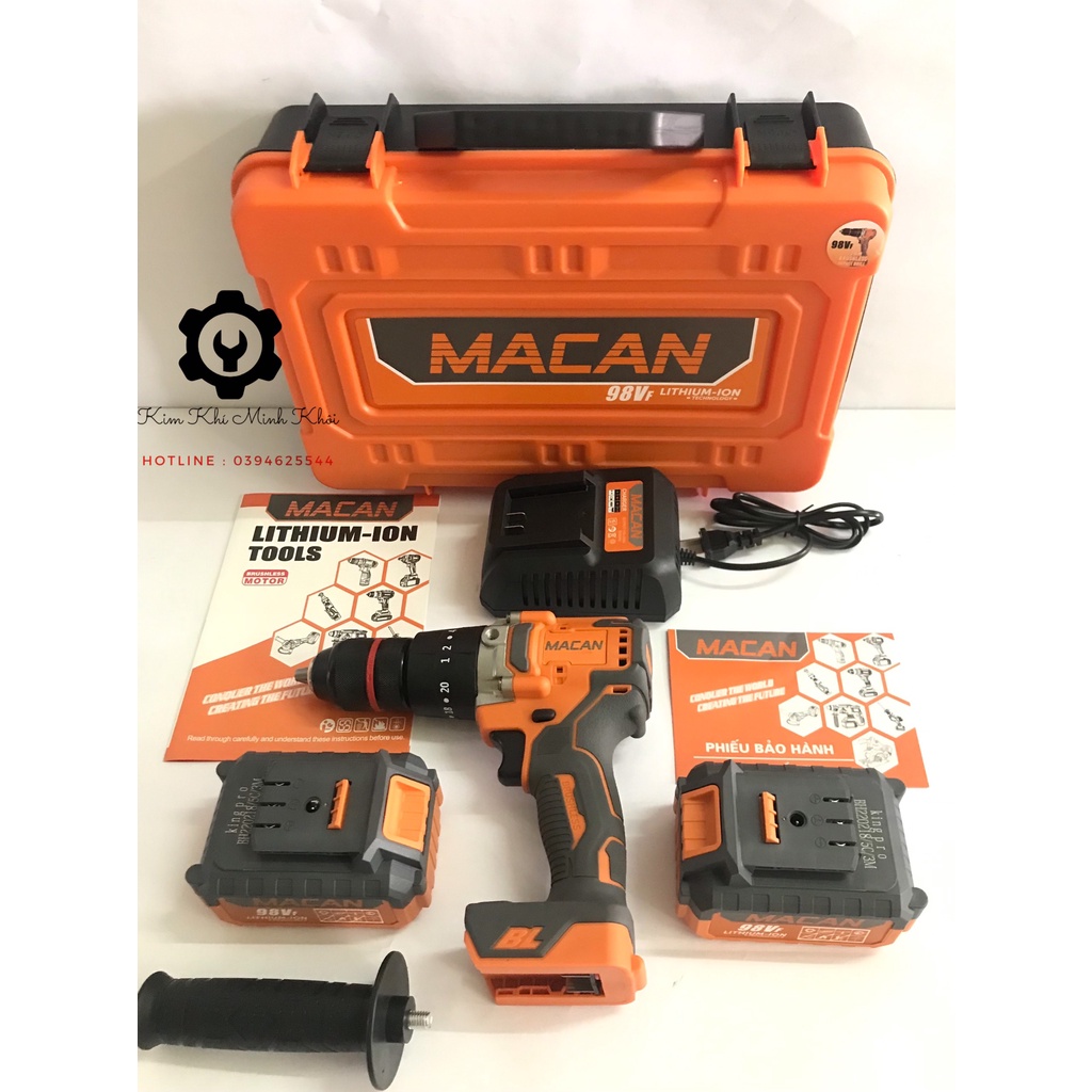 [NỘI ĐỊA] Máy khoan pin| Khoan pin Macan 3 chức năng, Máy khoan từ 13 ly, không chổi than 98VF