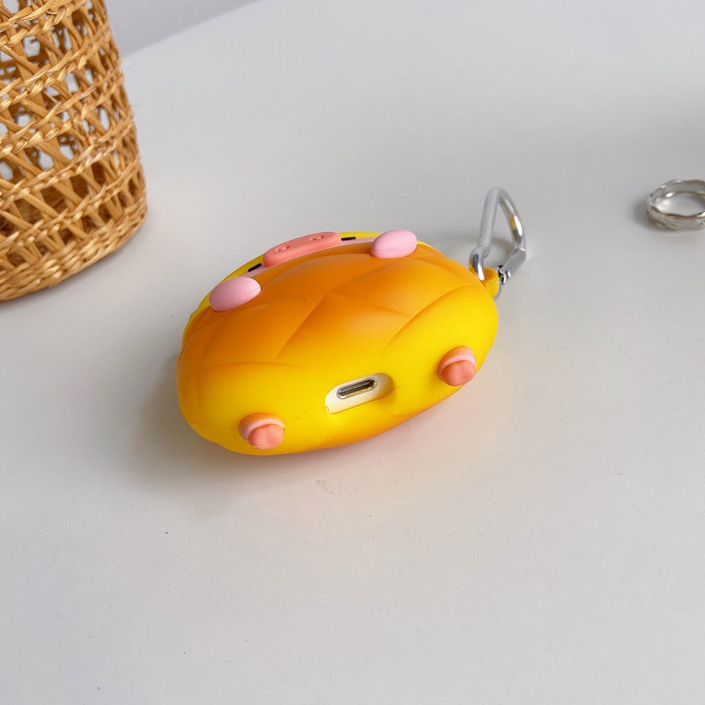 Vỏ Bảo Vệ Hộp Sạc Tai Nghe Airpod 1 2 3 pro Bằng Silicon Mềm Hình Quả Dứa/Heo 3D Sáng Tạo Có Móc Kim Loại
