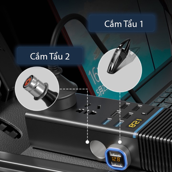 [ẢNH THẬT] Bộ chuyển nguồn 12-24V sang 220V sử dụng các thiết bị điện trên ô tô