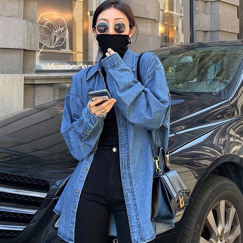 Áo bò nữ,sơ mi bò dáng oversize TRENDY cá tính cân mọi vóc dáng