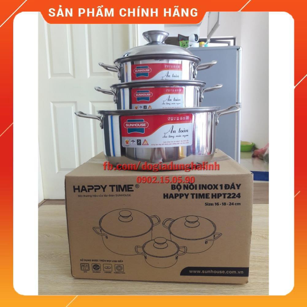 Bộ nồi inox 1 đáy Happy Time HPT224 - Ảnh thật