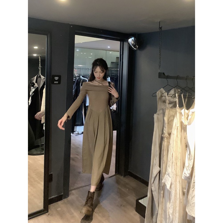 Đầm Nữ Tay Dài Lệch Vai Thời Trang Quyến Rũ