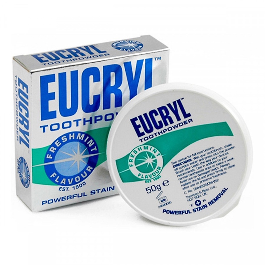 Bột Bạc Hà Giúp Sạch Miệng Trắng Răng, Hơi Thở Thơm Mát Eucryl Toothpower 50g