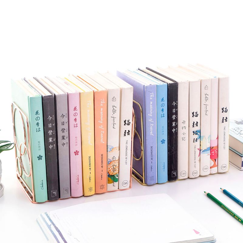 Bộ 2 Giá Đỡ Đầu Sách Hình Tròn Bằng Kim Loại Tiện Dụng Cho Văn Phòng