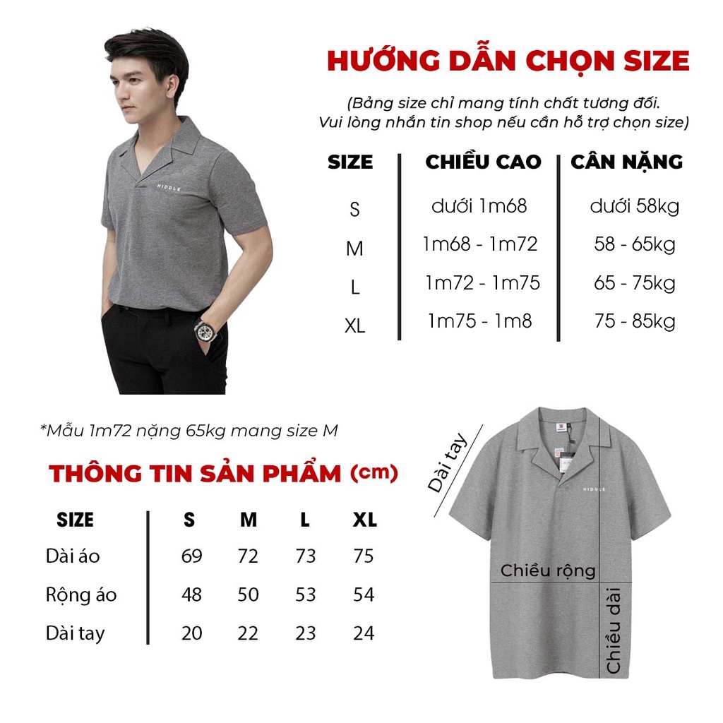 Áo polo nam cổ vest chất cotton cao cấp co giãn 4 chiều, chống nhăn, trẻ trung HIDDLE | H02-T05