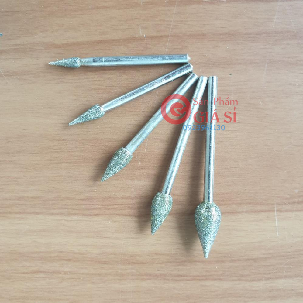 5 mũi mài kim cương hình búp sen chân cán 3ly ❤️freeship❤️