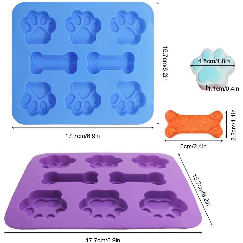 Khuôn Làm Bánh Kẹo ANAEAT Bằng Silicon Hình Bàn Chân Cún 3D 8 Ngăn Tái Sử Dụng Được Tiện Lợi