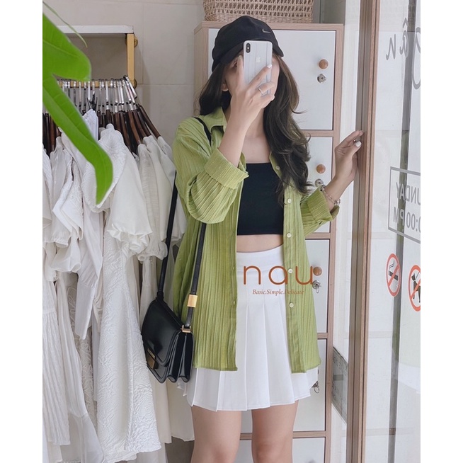 Áo sơ mi gân tay dài nhiều màu