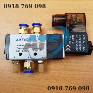 Van điện từ khí nén airtac 5/2 4V210-08+PC602+SL01