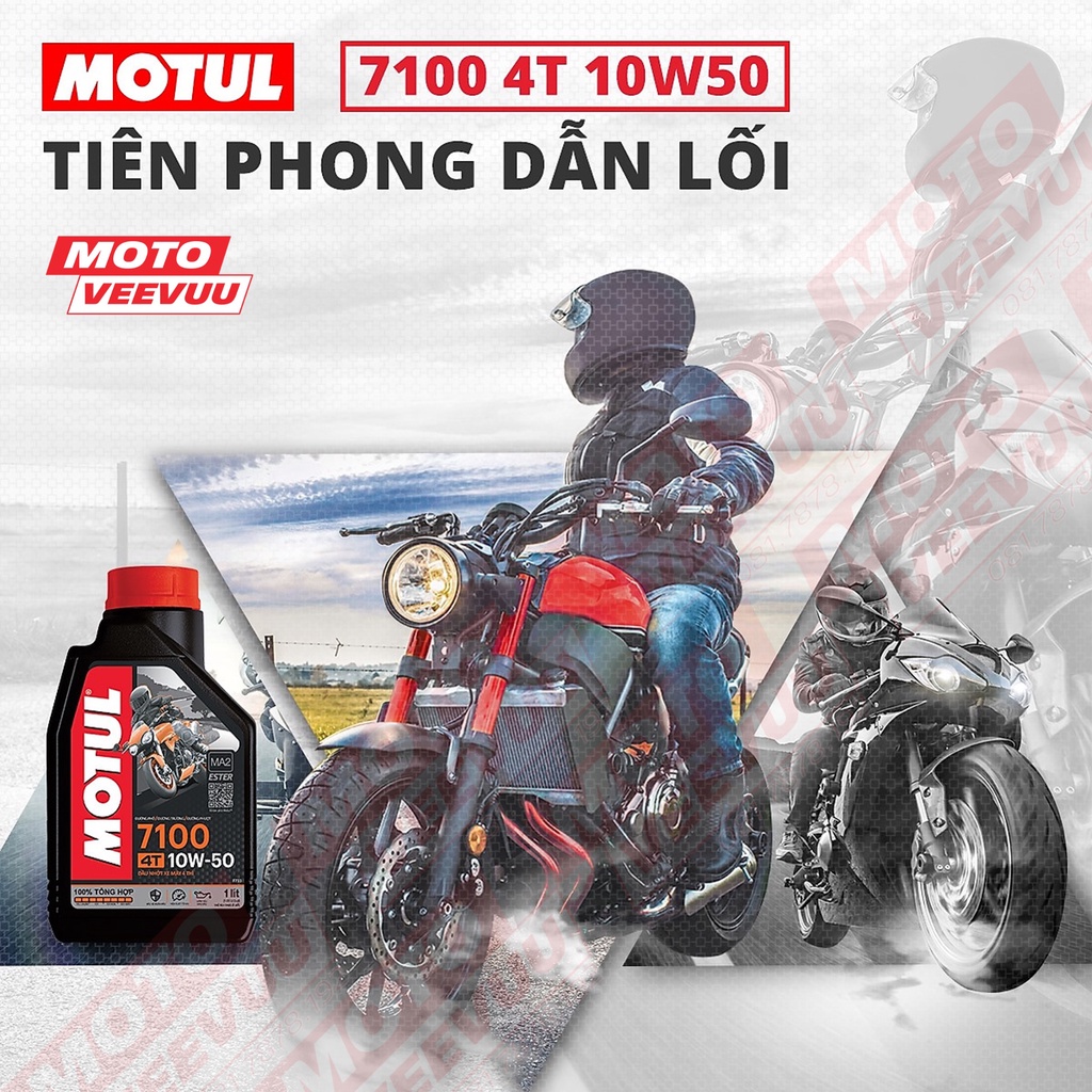 Dầu nhớt xe số Motul 7100 4T 10W50 Ester Code SN/SM/SL MA2 1 Lít Tổng hợp toàn phần Ester