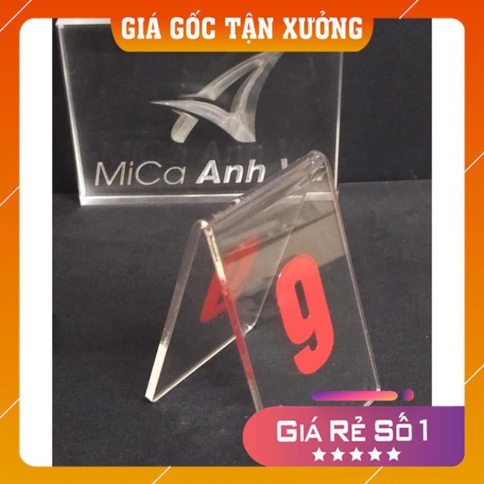 Bộ 10 thẻ số bàn mica trong suốt