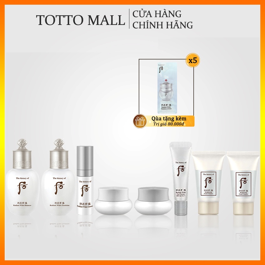 Bộ Dưỡng Trắng Mờ Thâm Nám Whoo Radiant White 8pcs - Bộ dưỡng trắng da Whoo