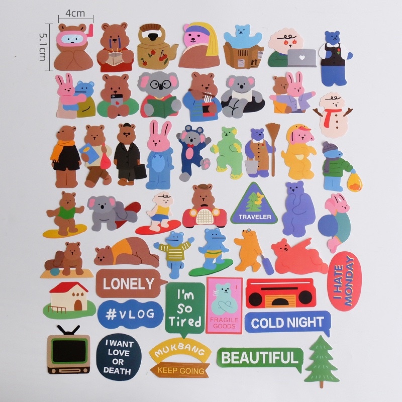 Set 50pcs stickers nhựa lớn dán máy tính ipad vali trang trí