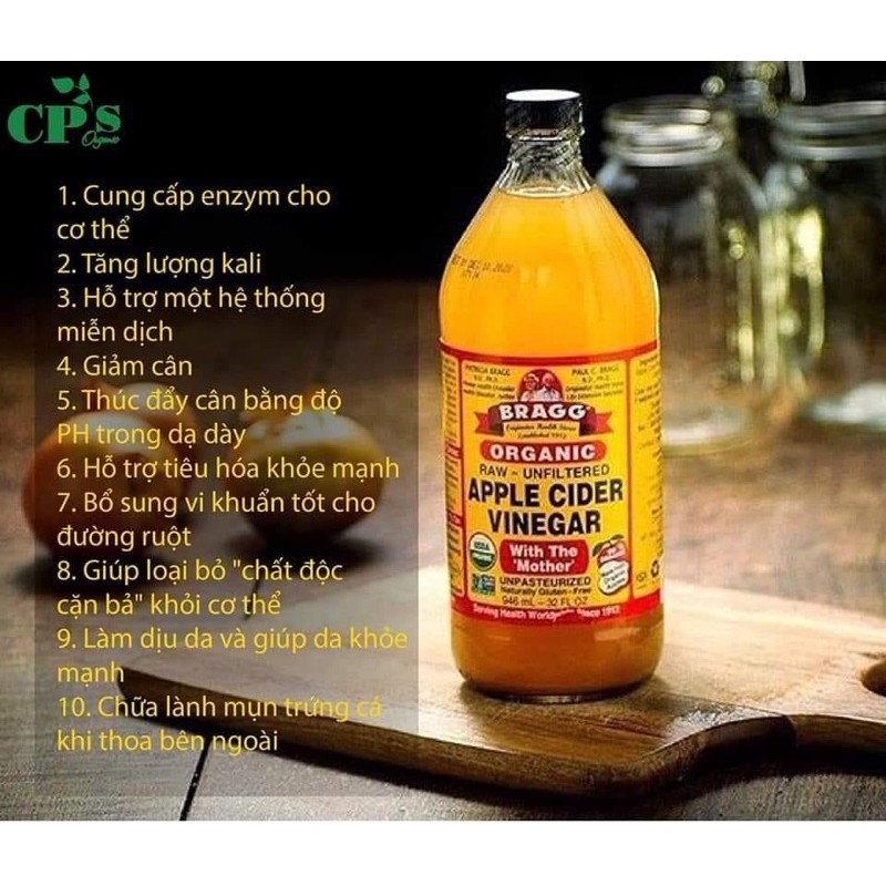 Giấm táo hữu cơ Bragg 946ml - hàng chính hãng