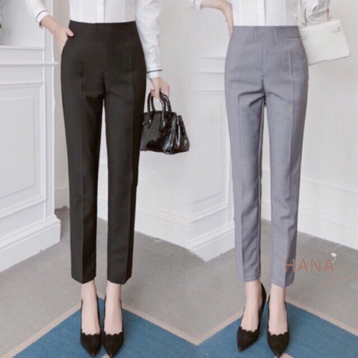 Quần tây nữ công sở lưng cao - Khóa sườn cạnh hông - 3 màu Đen Xám Vàng - Phối đồ đi làm đi học đi chơi siêu đẹp