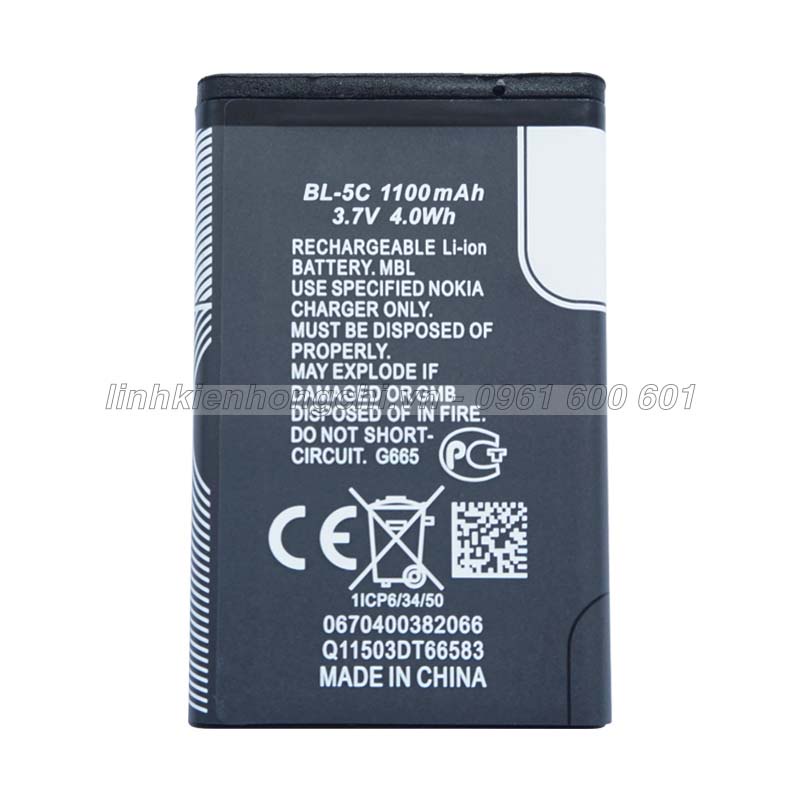 Pin điện thoại Nokia 105 109 130 150 210 216 1200 1280 1110 1110i 110i 100 101 X2-01 X2-02 BL-5C 1100mAh Zin