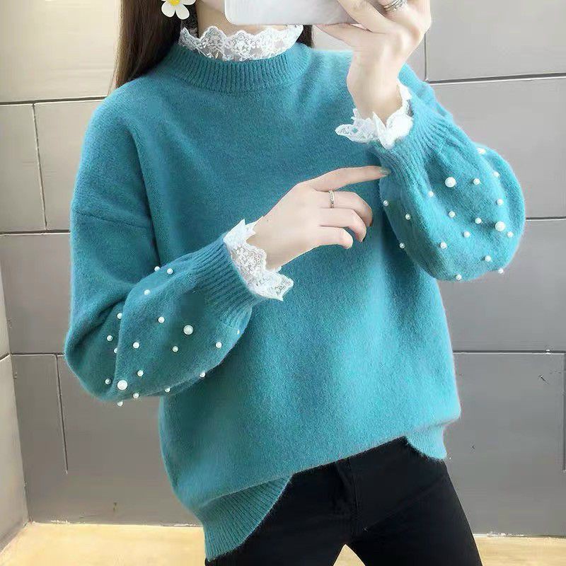 Áo len phối ren tay đính ngọc hàng QCL1