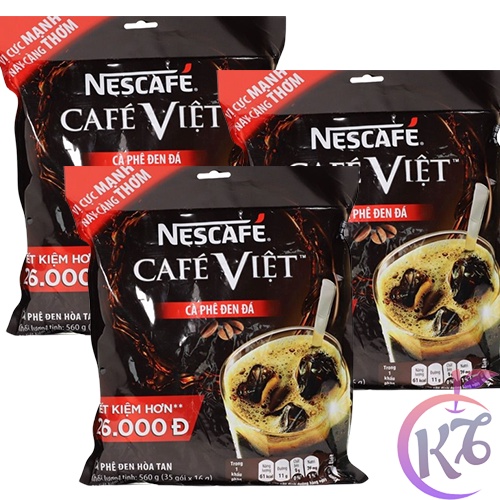 Combo 2 bịch Nescafe Việt đen đá bịch 35 gói x 16g (560g) - Nescafe Việt, cafe việt đen đá hòa tan