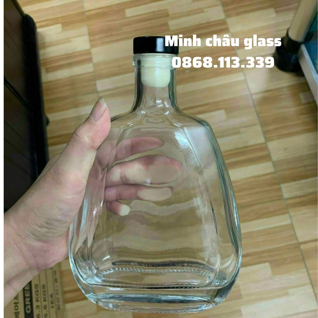 Chai thủy tinh ngâm rượu cao cấp sang trọng 500ml vỏ bình ngâm rượu dẹp mẫu BV cao cấp trang trí nhà sang trọng