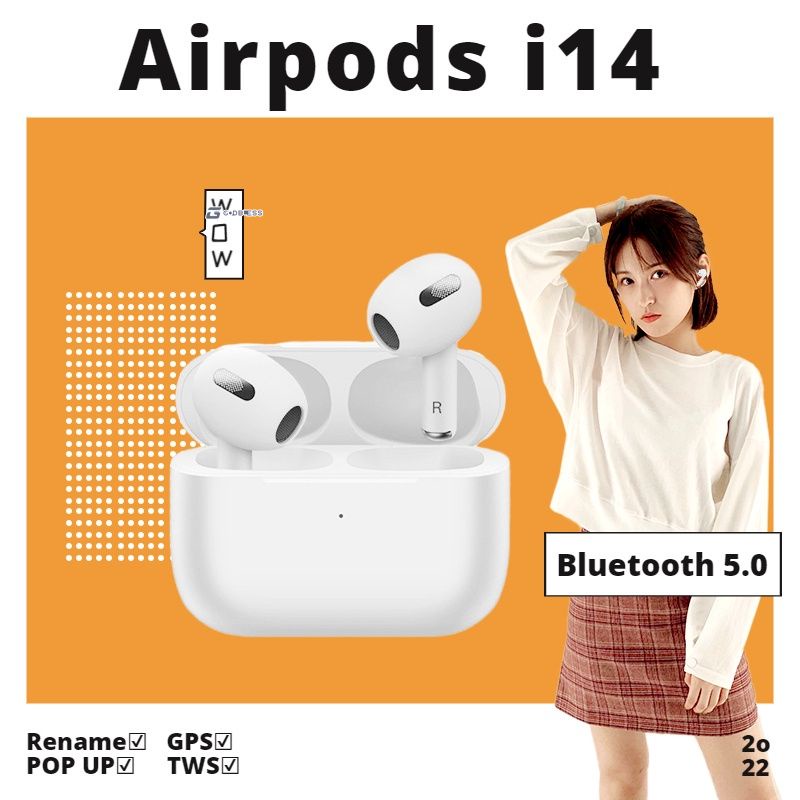 6 màu sắc TWS Bluetooth Tai Nghe i14 inPods Cảm Ứng Tai Nghe Key Không Dây Headphone Earbuds Tai Nghe Thể Thao Cho iPhone [GodBless]