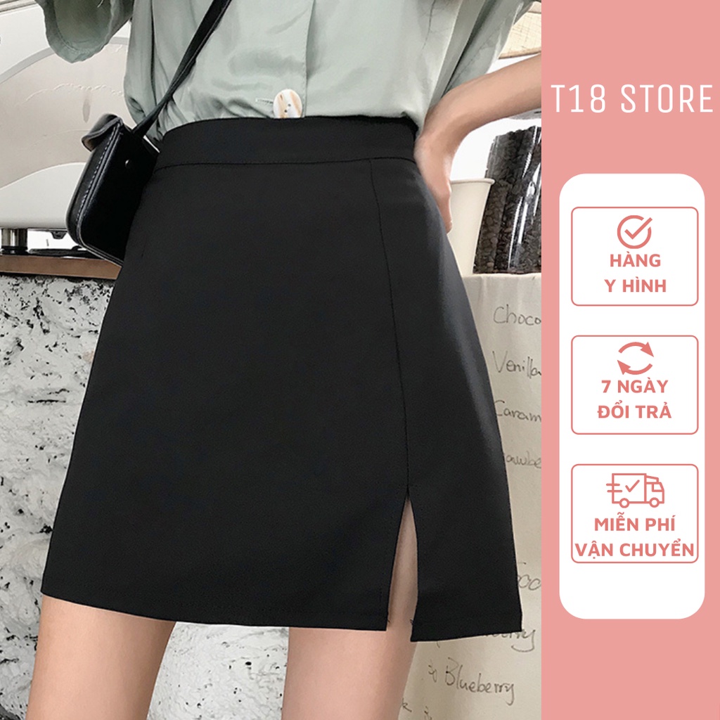 Chân váy chữ a ngắn xẻ tà bigsize lưng cao công sở T18 STORE CV02