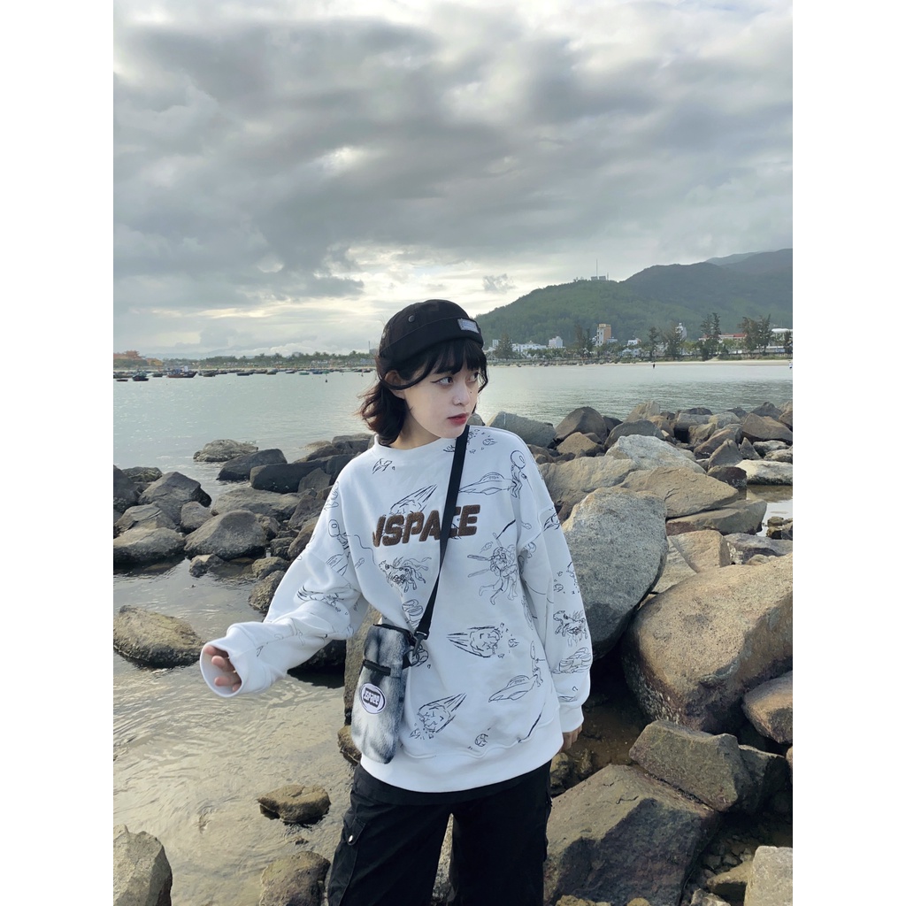 Áo Sweater trắng JSPACE họa tiết