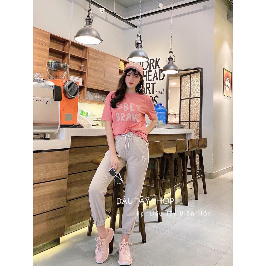 Sét Bộ Thời Trang In Chữ BE BRAVE Xì Tin TTSA0578