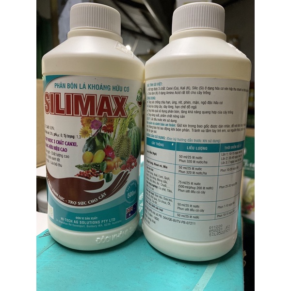 Phân bón lá khoáng hữu cơ Silimax chai 500ml của tập đoàn Lộc trời