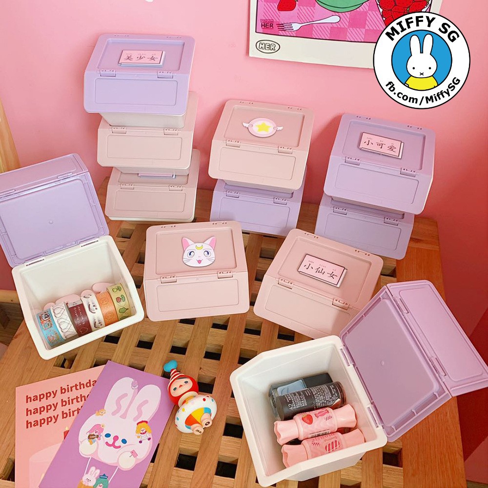 Hộp phụ kiện mini để bàn màu pastel xinh xắn phong cách hoạt hình anime Nhật Bản