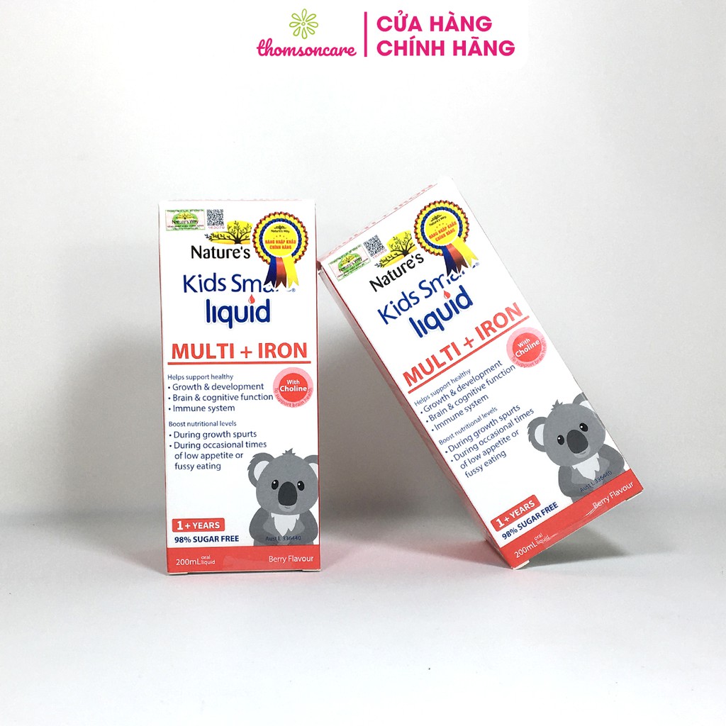 Siro bổ sung sắt cho trẻ Nature's Way Kids Smart LIQUID MULTI +IRON lọ 200ml giúp bé ăn ngon giảm lười ăn tăng cân nhanh