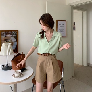 Áo sơ mi cổ danton màu pastel mùa hè - AV828