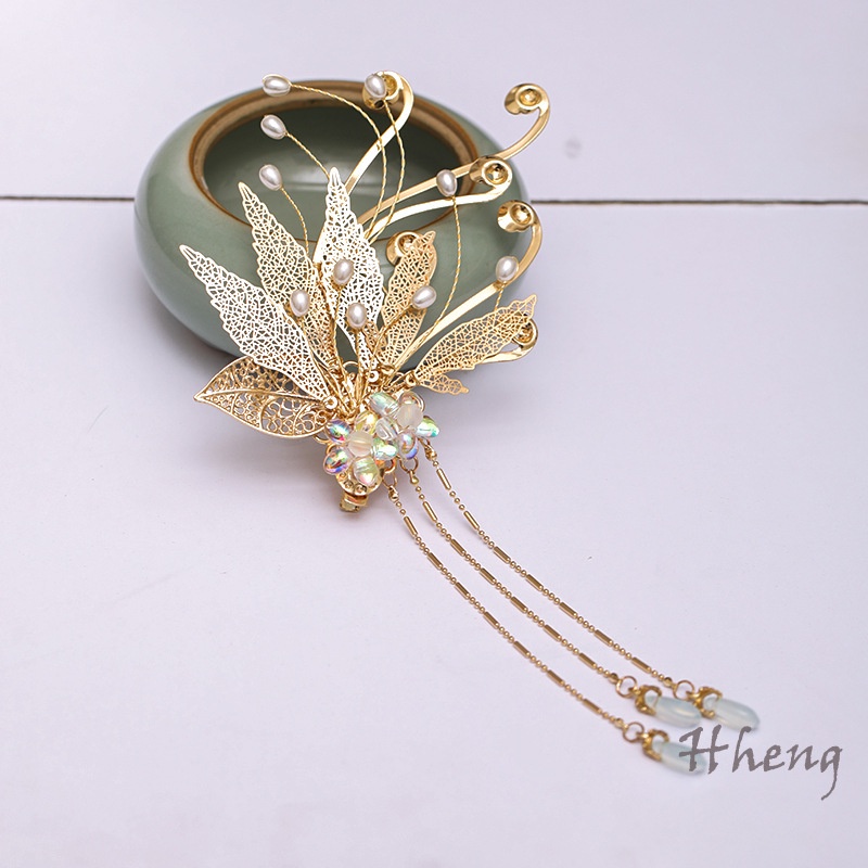 YADORNOS Trâm Cài Tóc Hình Lá Tua Rua Phong Cách Truyền Thống Trung Quốc