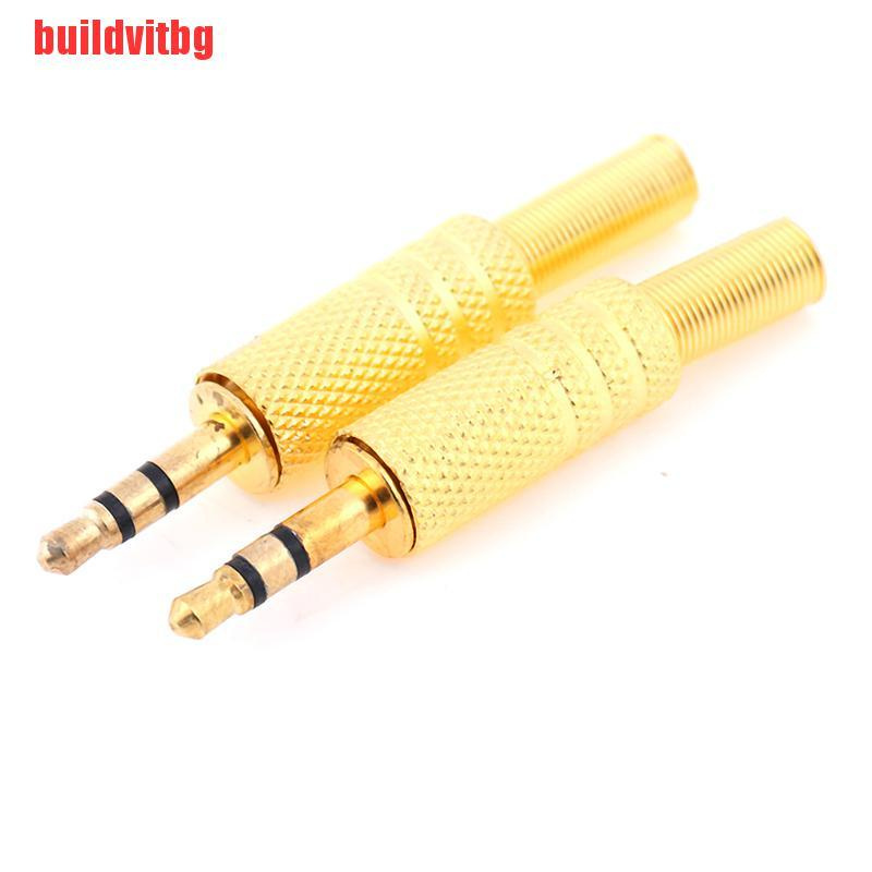 {buildvitbg}2Pcs stereo 3.5mm headphone earphone diy male audio jack plug solder connector GVQ