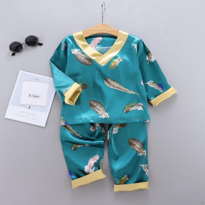 Bộ Đồ Ngủ Pijama Dài Tay In Họa Tiết Hoạt Hình Cho Bé