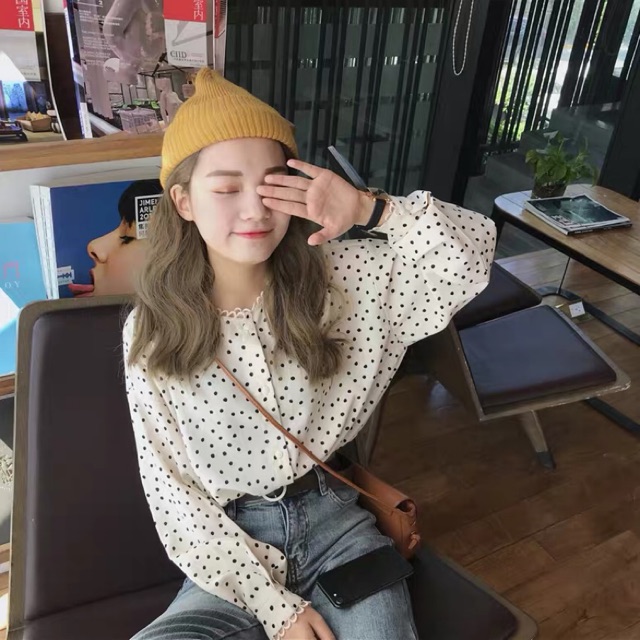 [order] sơ mi chấm bi ulzzang